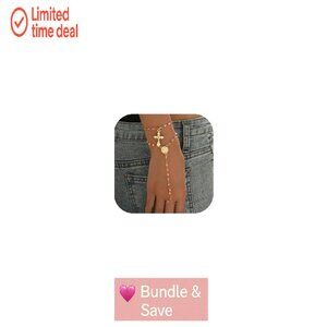 Rosary Hand Chain Bracelet with Cross Ring, 8 Inch Alloy, Christian Jewelry